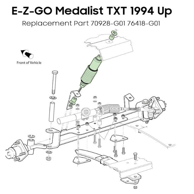 گلف کارتی سنگین وظیفه کویل جلو / عقب جذب شوک برای EZGO TXT 94-up 70928G01